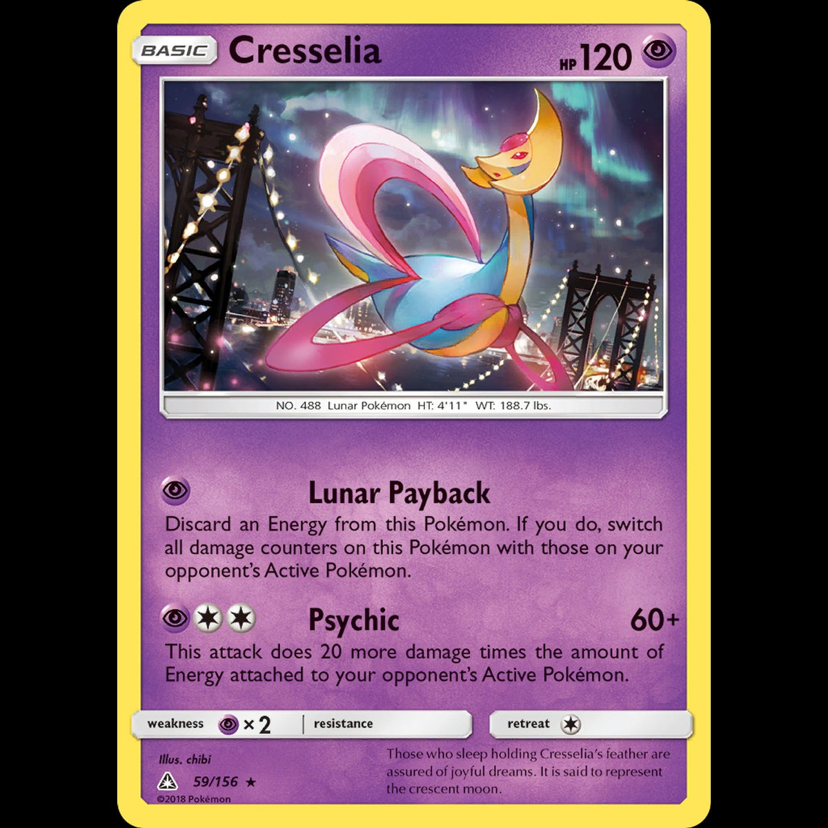 Cresselia - Ultra Prism #59/156 - Rare Holo