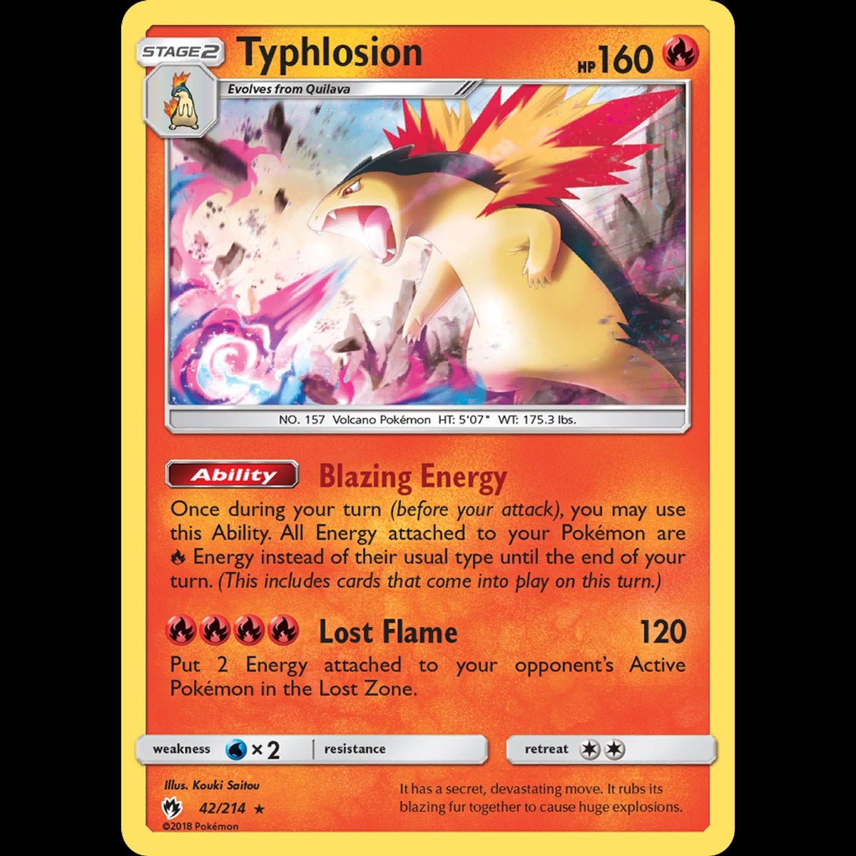 Typhlosion - Lost Thunder #42/214 - Rare Holo