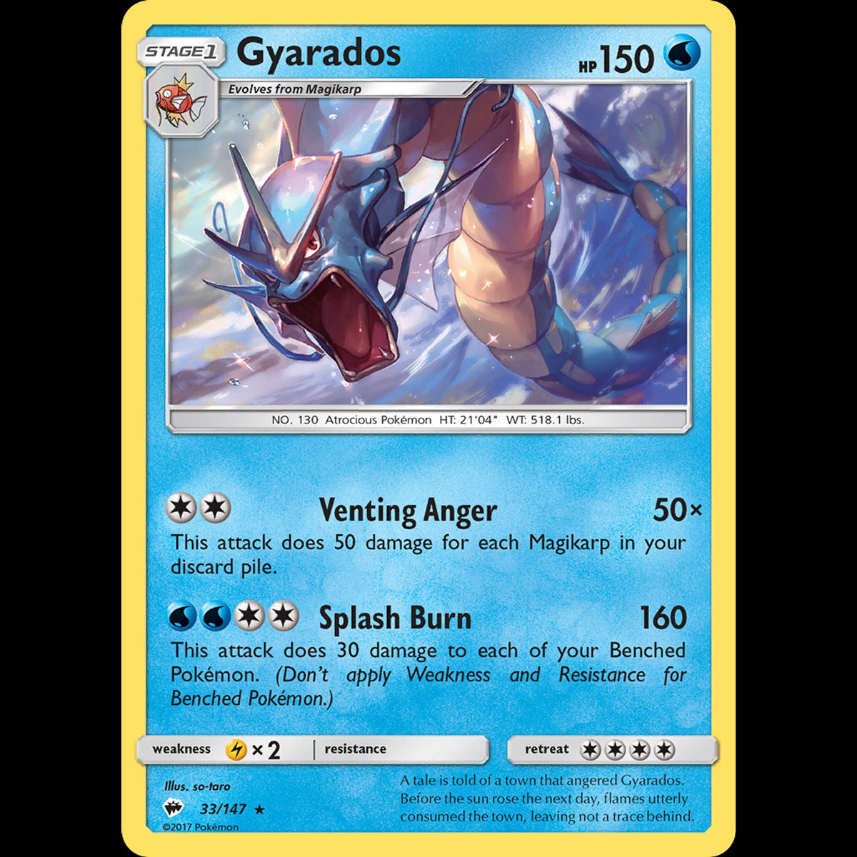 Gyarados - Burning Shadows #33/147 - Rare Holo