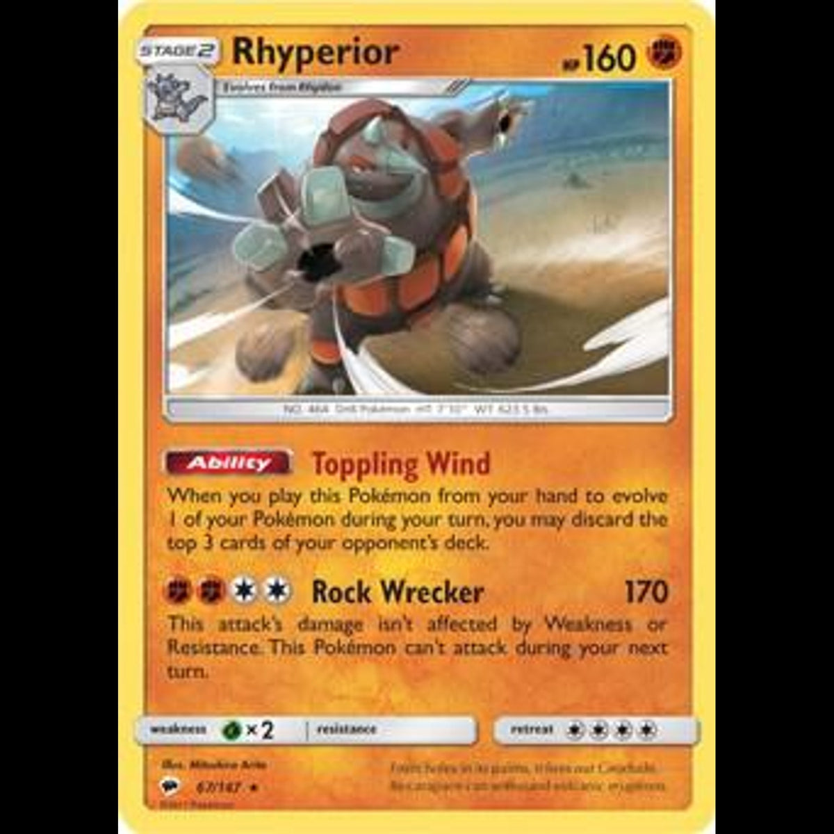 Rhyperior - Burning Shadows #67/147 - Rare Holo