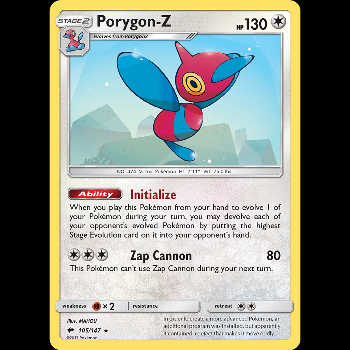 Porygon-Z - Burning Shadows #105/147 - Rare Holo