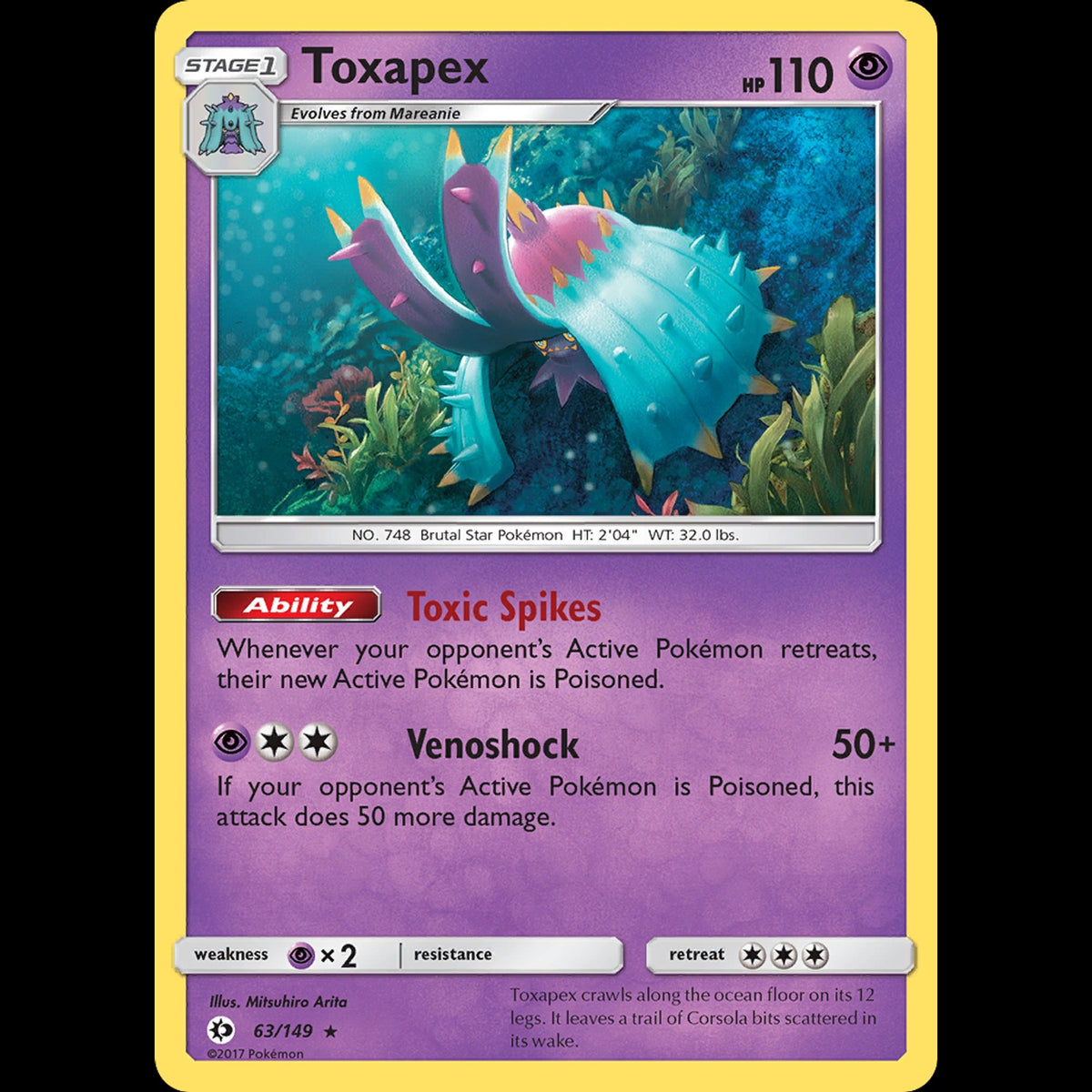 Toxapex - Sun & Moon #63/149 - Rare Holo