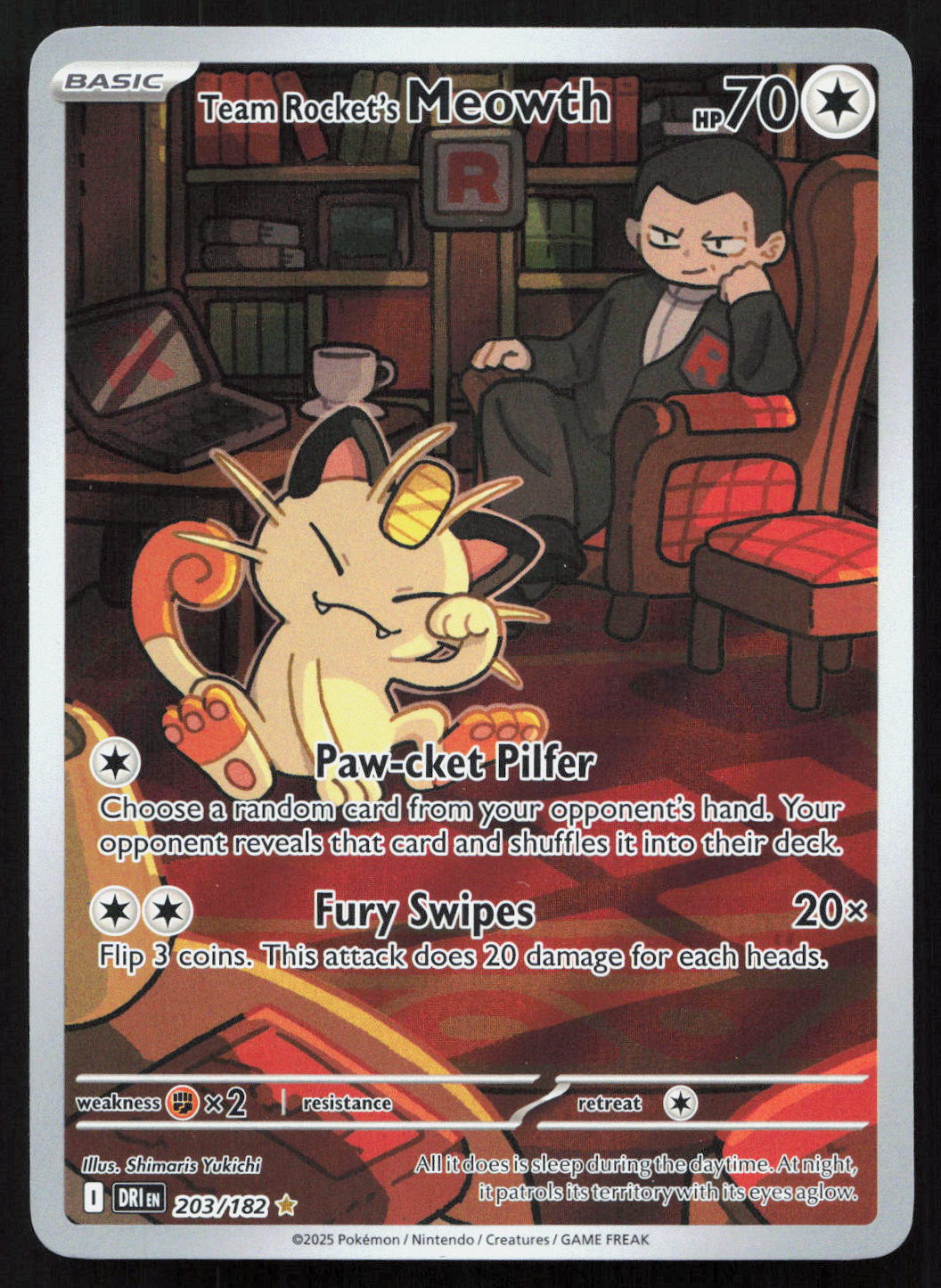 Team Rocket's Meowth - Destined Rivals #203/182 - Illustration Rare