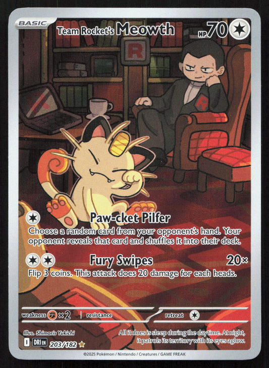 Team Rocket's Meowth - Destined Rivals #203/182 - Illustration Rare