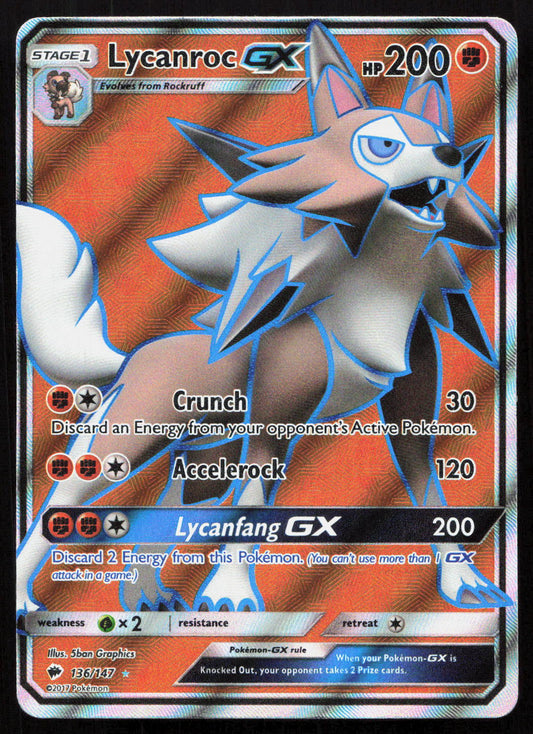 Lycanroc-GX - Burning Shadows #136/147 - Rare Ultra