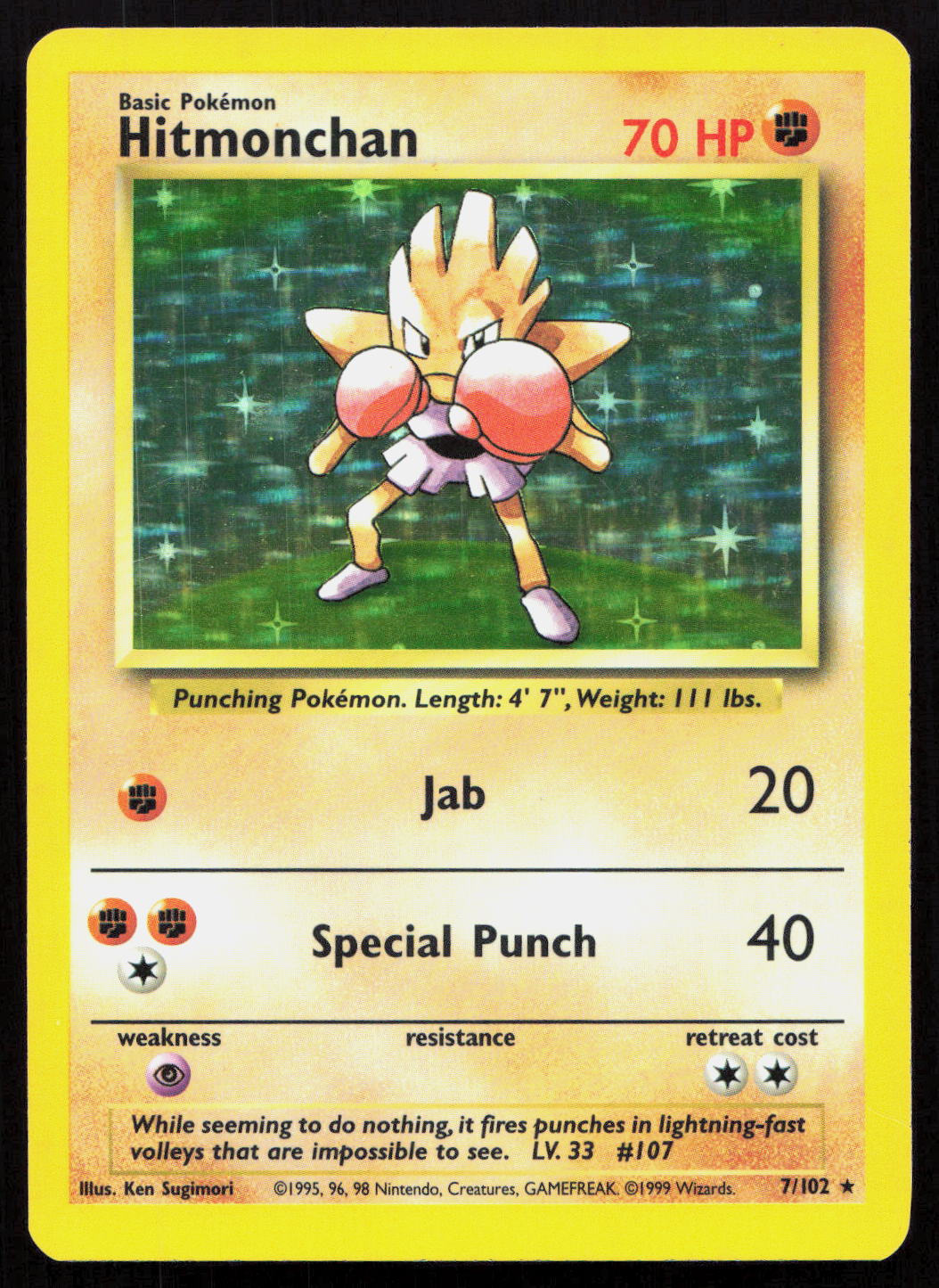 Hitmonchan - Base #7/102 - Rare Holo