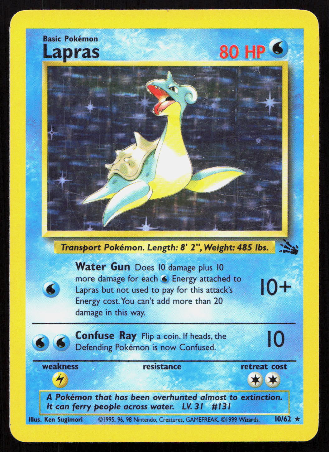 Lapras - Fossil #10/62 - Rare Holo