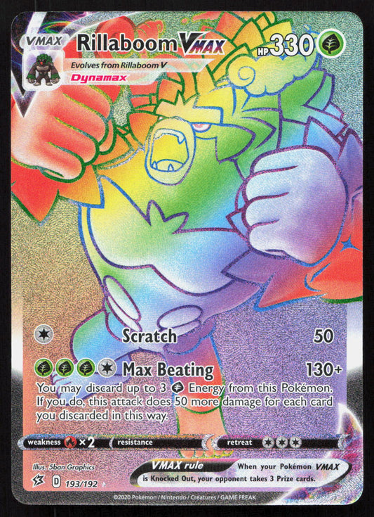Rillaboom VMAX - Rebel Clash #193/192 - Rare Rainbow