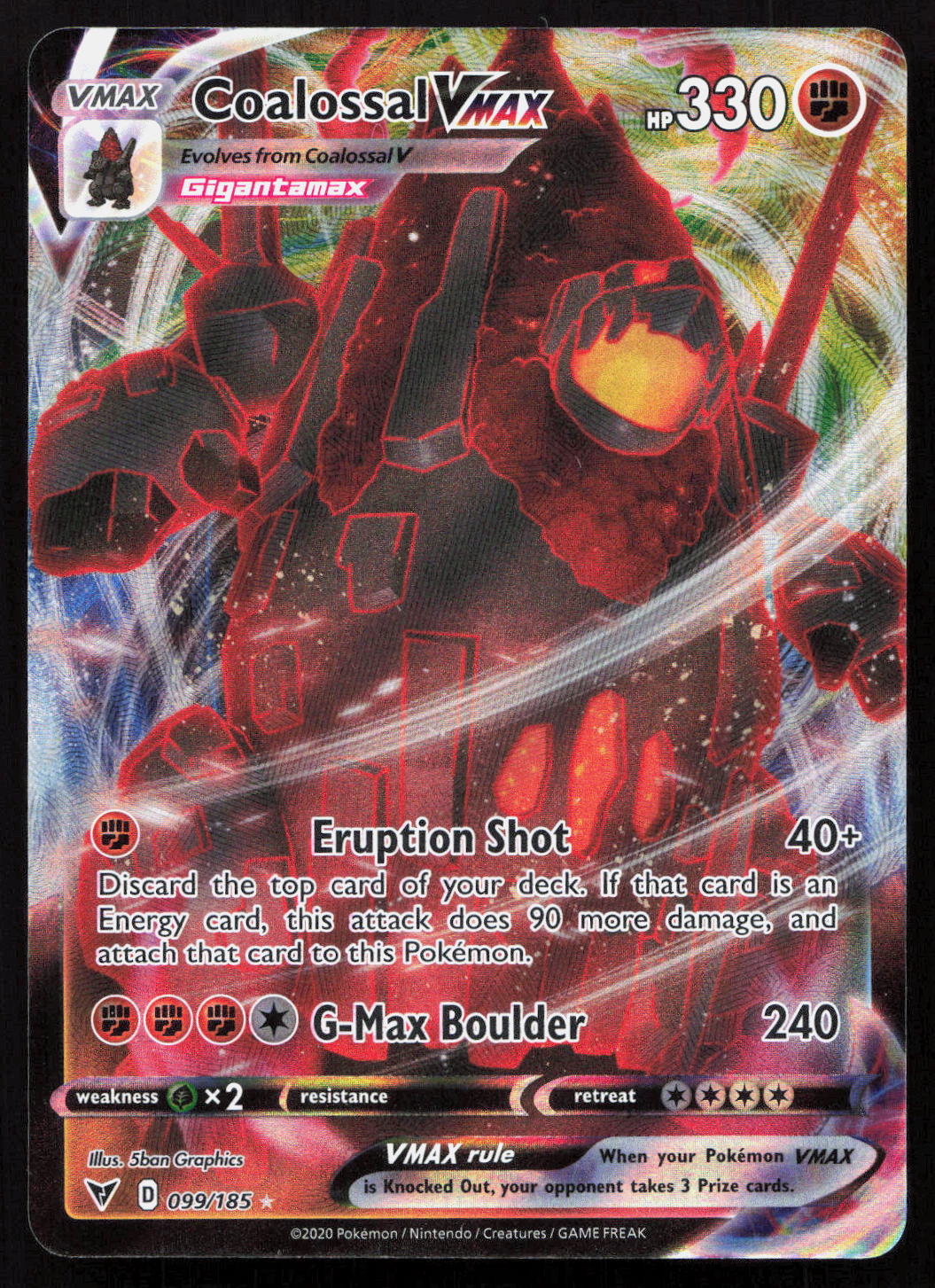 Coalossal VMAX - Vivid Voltage #099/185 - Rare Holo VMAX