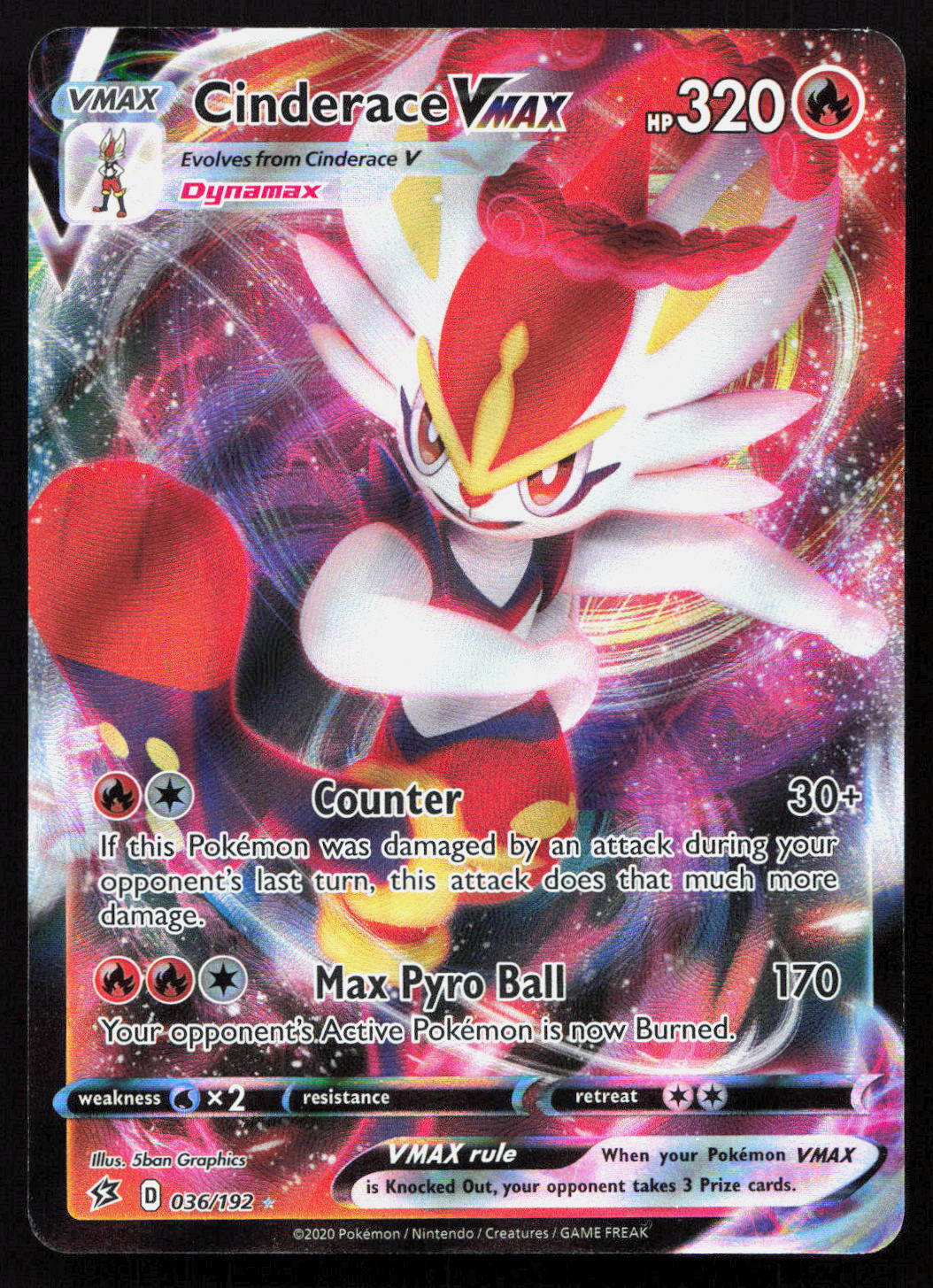 Cinderace VMAX - Rebel Clash #036/192 - Rare Holo VMAX