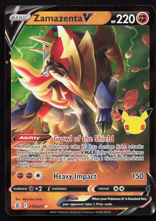 Zamazenta V - Celebrations #18 - Rare Holo V