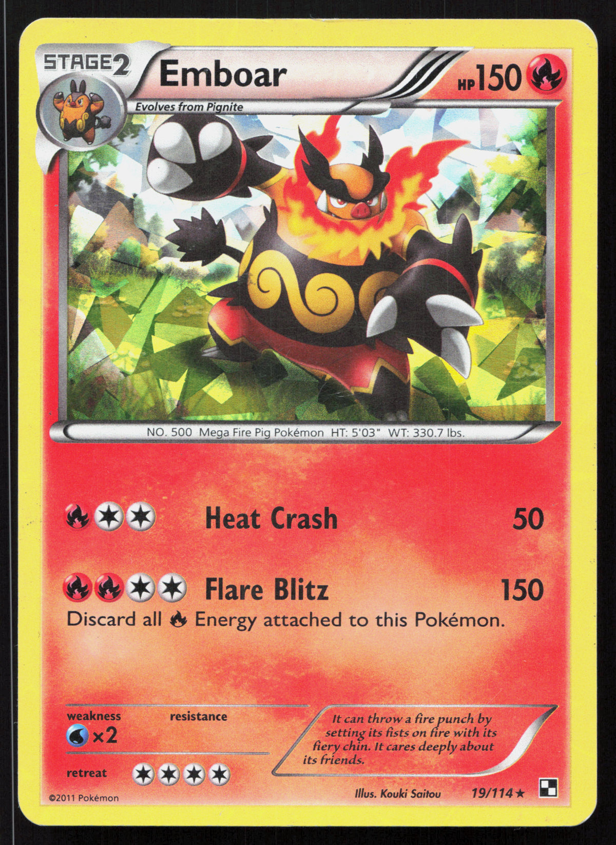 Emboar - Black & White #19/114 - Rare Holo