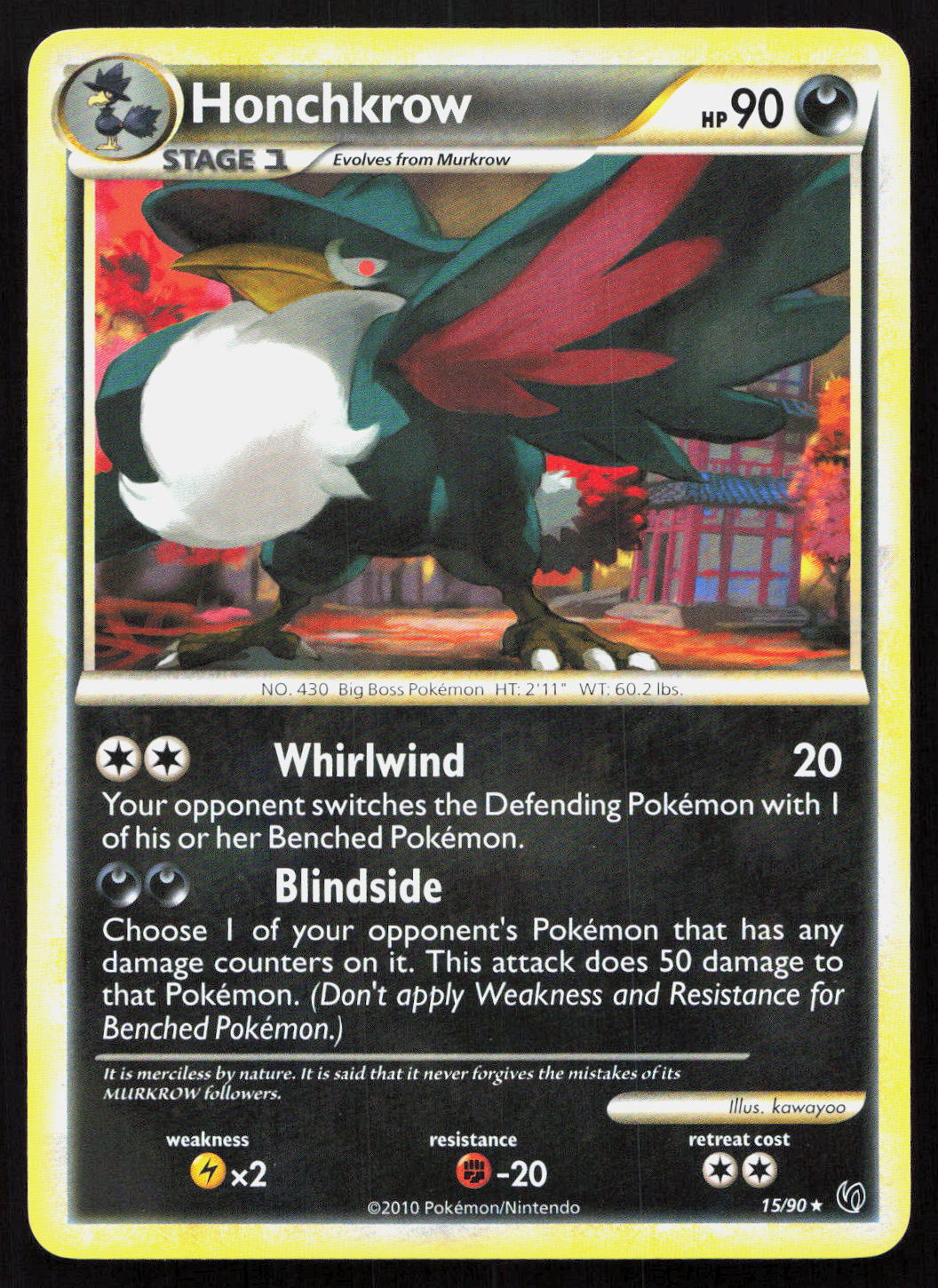 Honchkrow - HS—Undaunted #15/90 - Rare