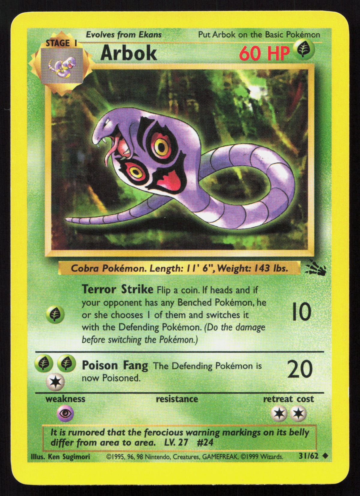 Arbok - Fossil #31/62 - Uncommon