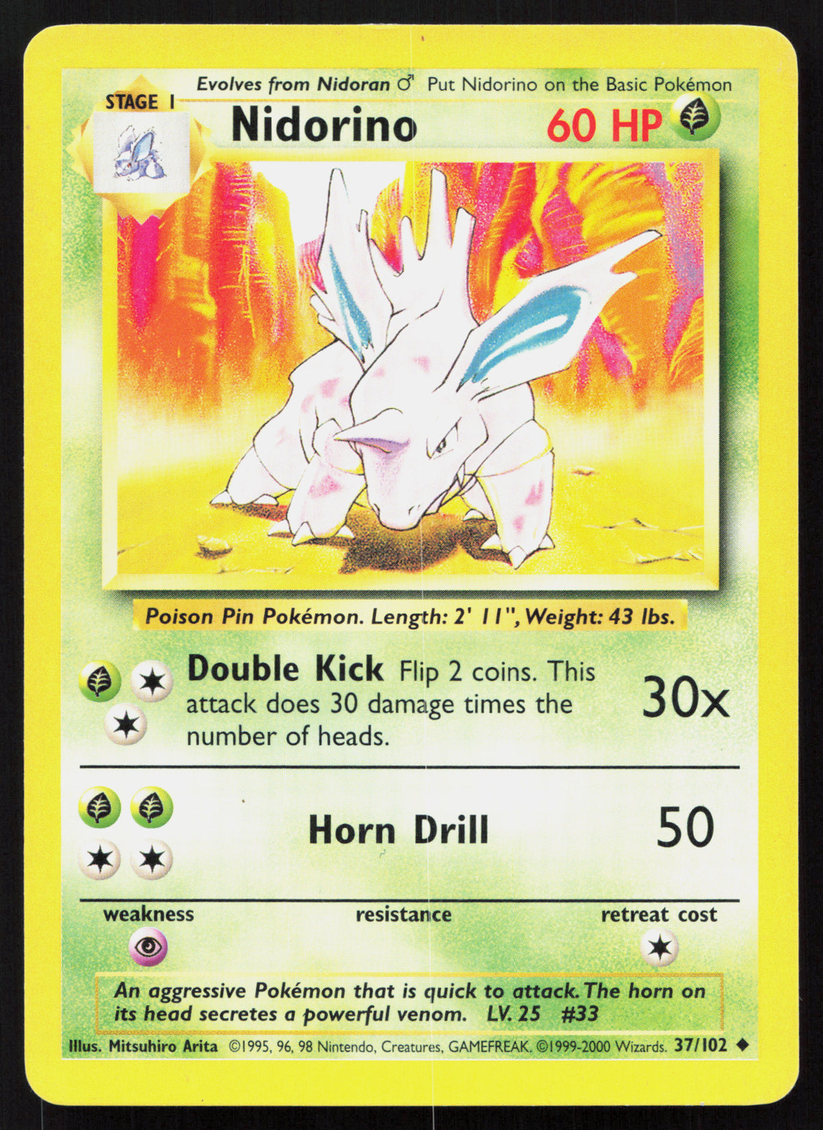 Nidorino - Base #37/102 - Uncommon