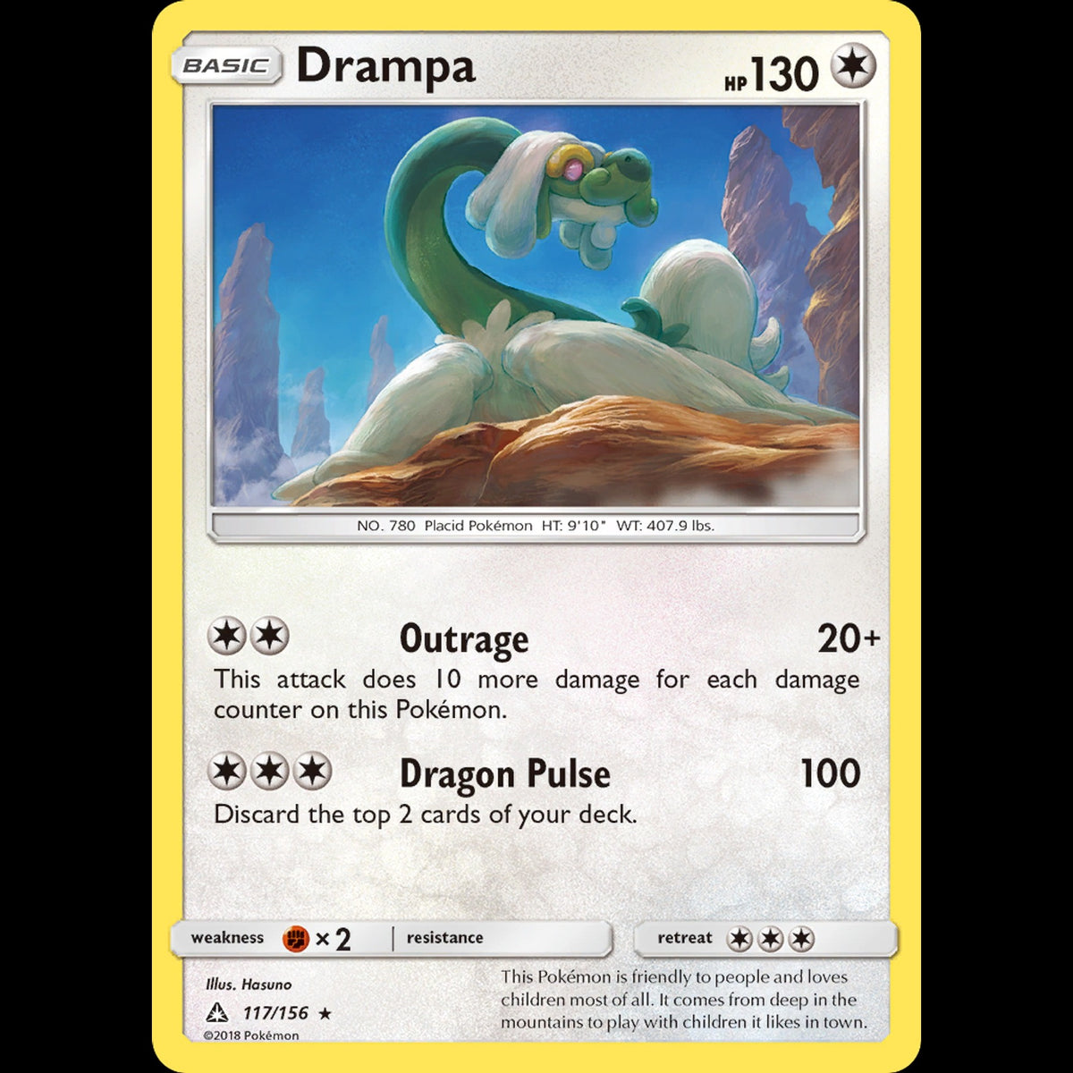 Drampa - Ultra Prism #117/156 - Rare Holo