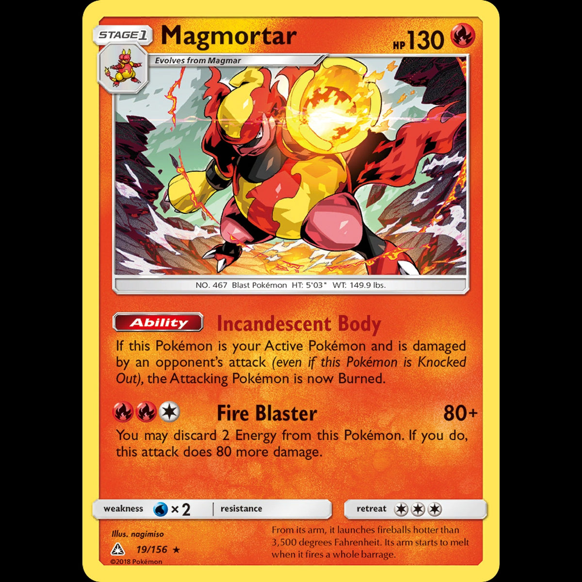 Magmortar - Ultra Prism #19/156 - Rare Holo