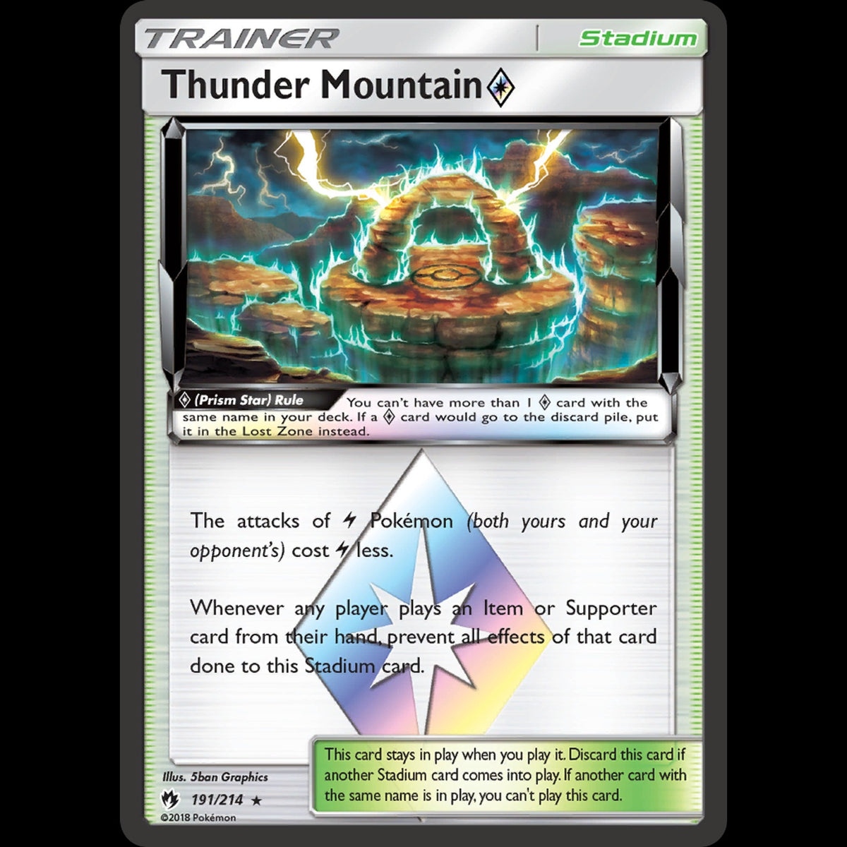 Thunder Mountain ◇ - Lost Thunder #191/214 - Rare Prism Star