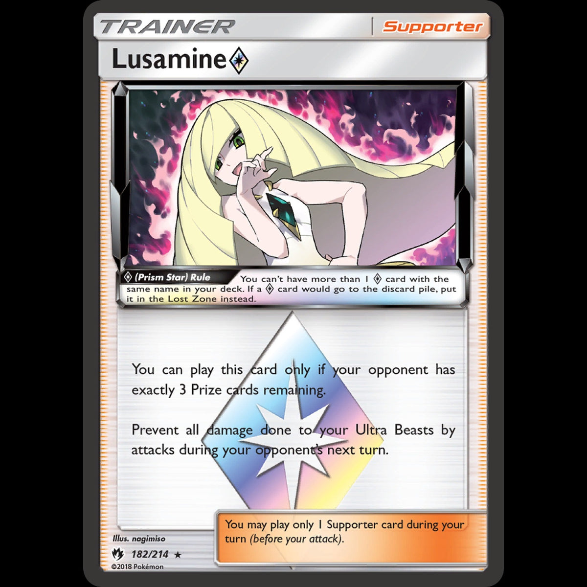 Lusamine ◇ - Lost Thunder #182/214 - Rare Prism Star