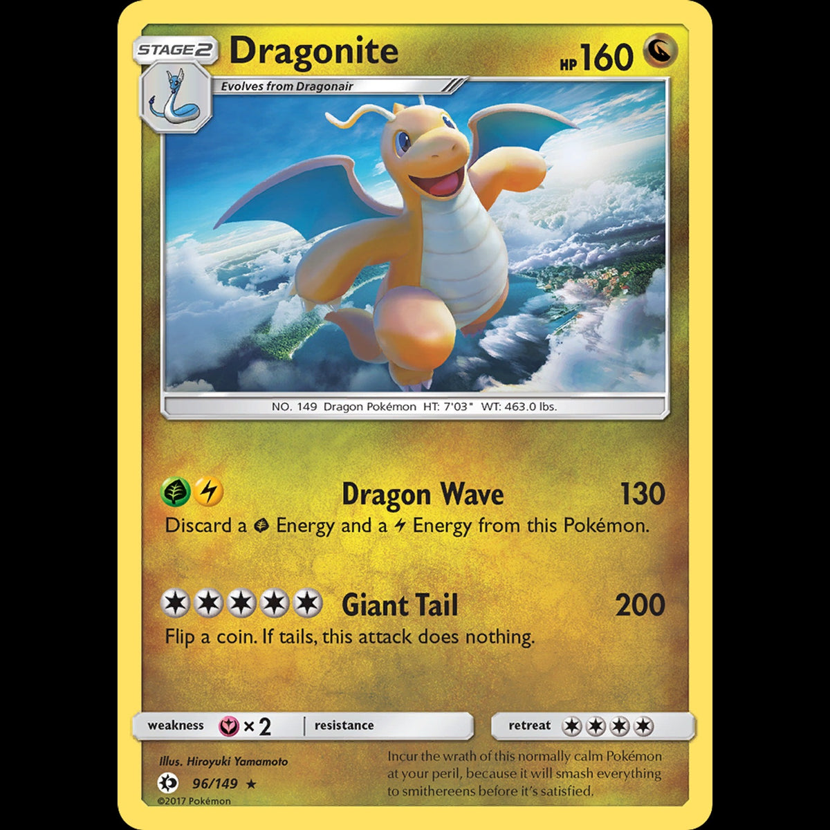 Dragonite - Sun & Moon #96/149 - Rare Holo