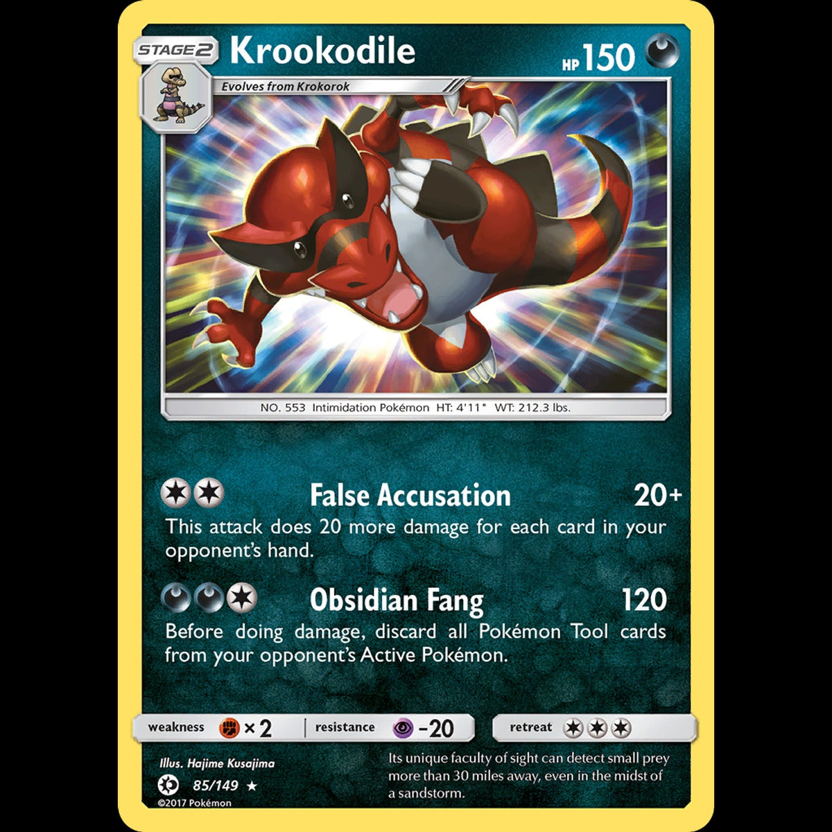 Krookodile - Sun & Moon #85/149 - Rare Holo