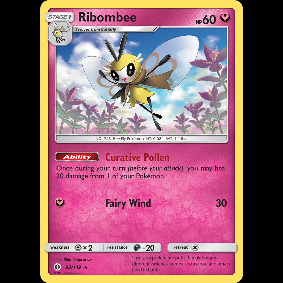 Ribombee - Sun & Moon #93/149 - Rare Holo